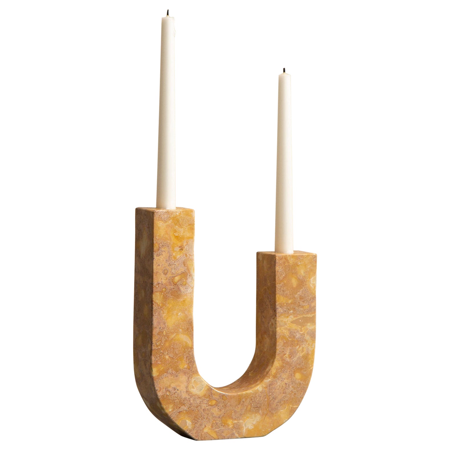 'Arco' Candle Holder Red Marble For Sale