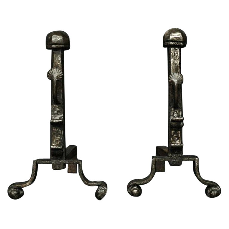 Pair of Cast Iron Firedogs, Late 19th Century For Sale