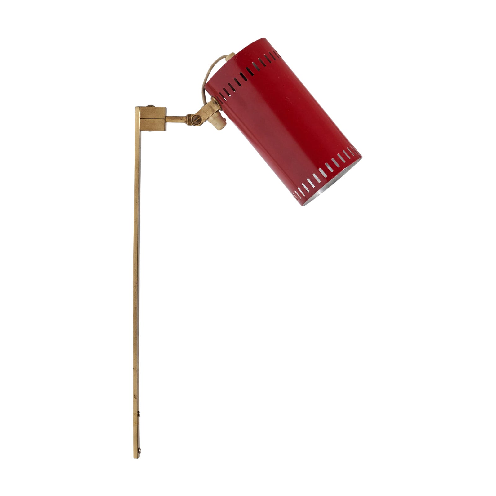 Öia, Adjustable Sconce, Brass, Red Lacquered Metal, Sweden, 1960s For Sale