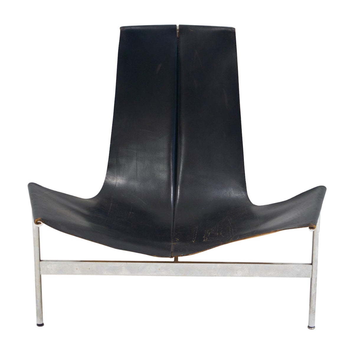 Chaise en T en cuir noir Katavolos, Littell & Kelley pour Laverne International