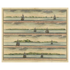 Colored Antique Print of the Islands of Marken, New Ireland and Other Islands