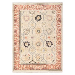 One of a Kind Hand Knotted Traditional Oriental Mogul Ivory Area Rug