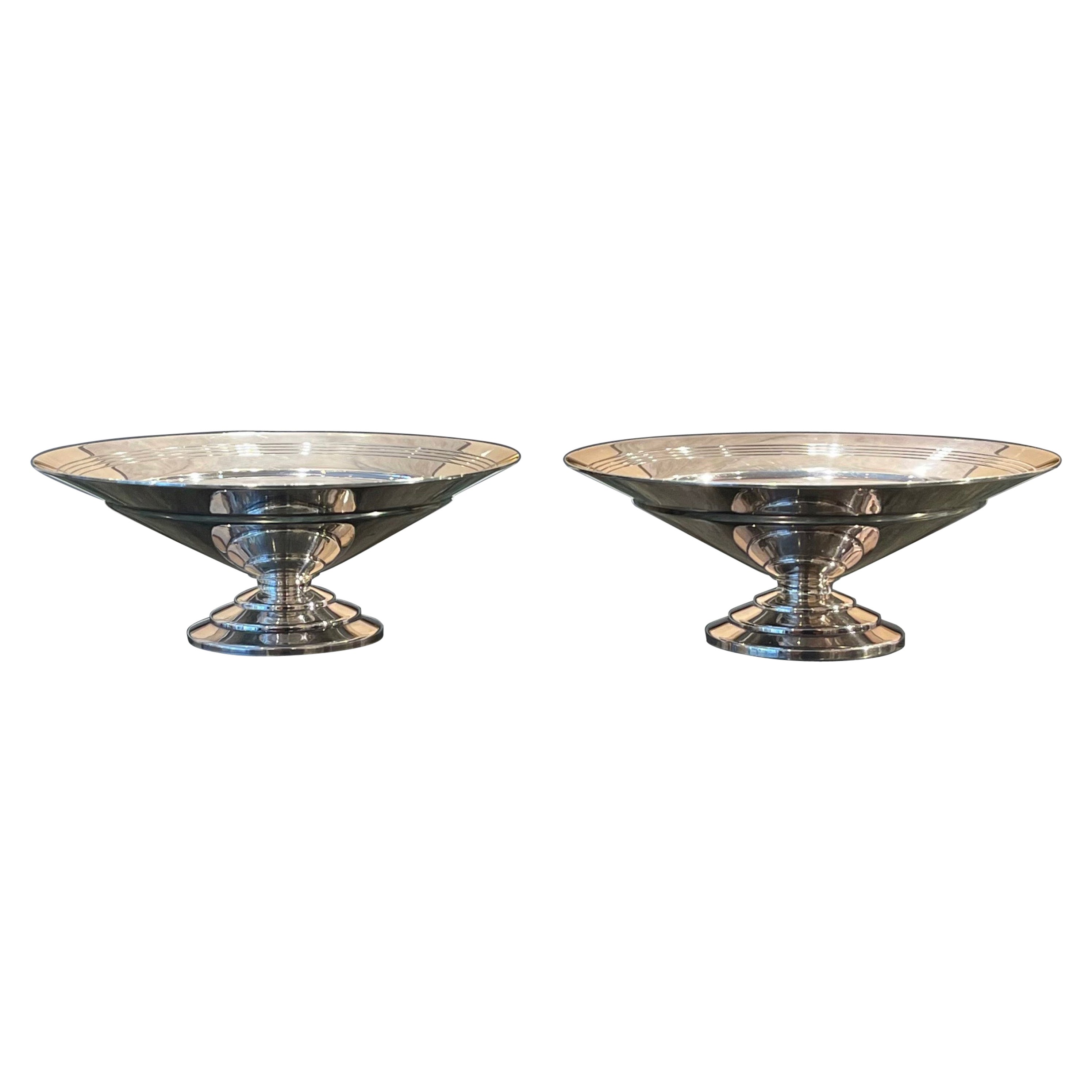 Two 1930s Art Deco Dishes in Prince's Plate by Keith Murray for Mappin & Webb For Sale