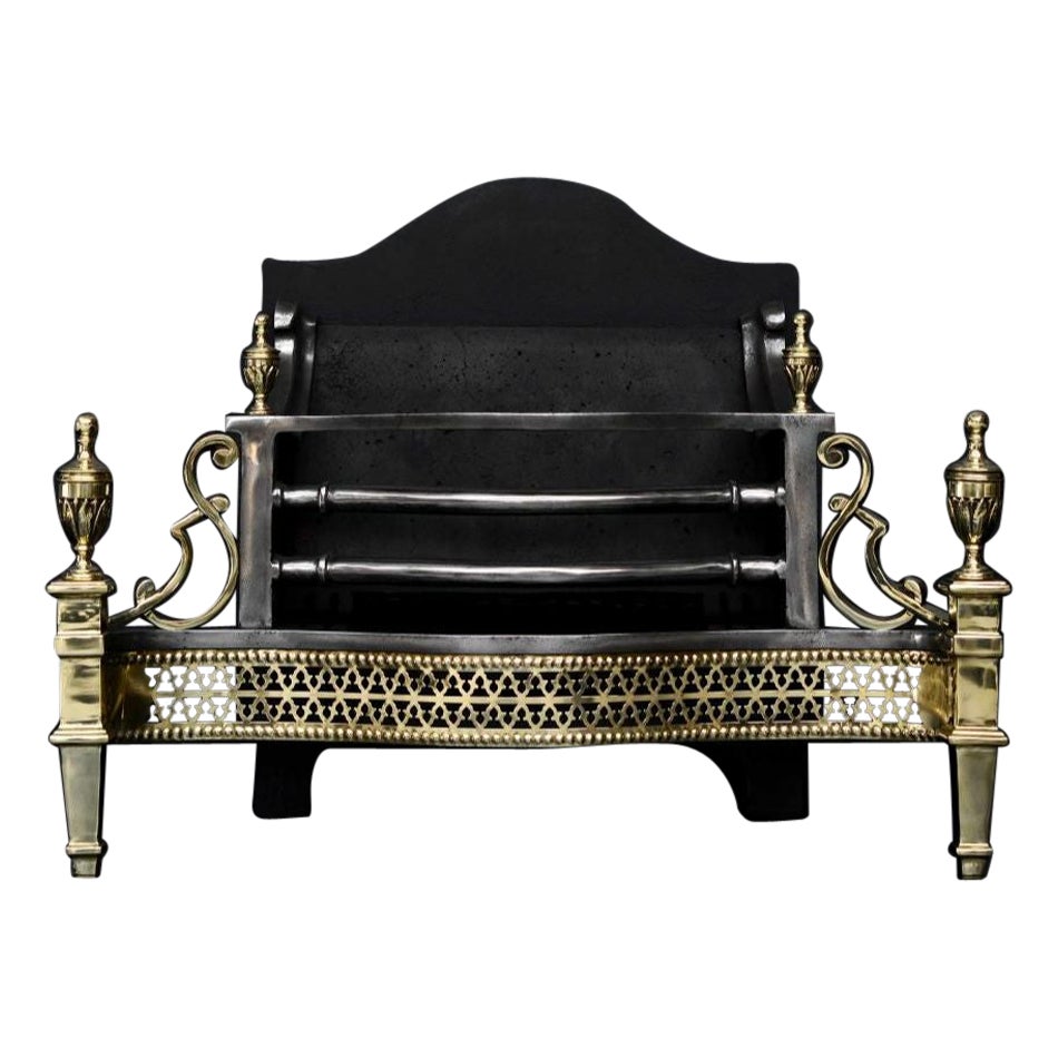 Grille de cheminée anglaise en laiton et acier, 20e siècle en vente