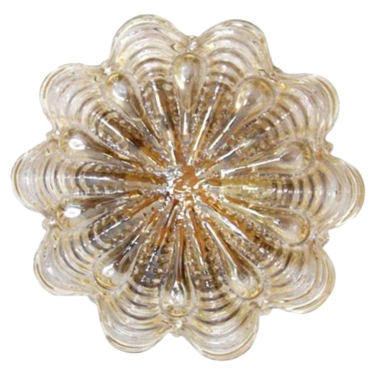 Petite Amber Glass Flushmount Ceiling Light Guro Leuchten, Germany at