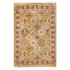 One of a Kind Hand Knotted Traditional Oriental Mogul Green Area Rug 