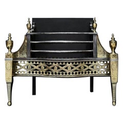 Finely Engraved Brass and Steel Firegrate