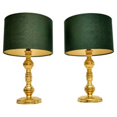 1970's Pair of Vintage Brass Table Lamps