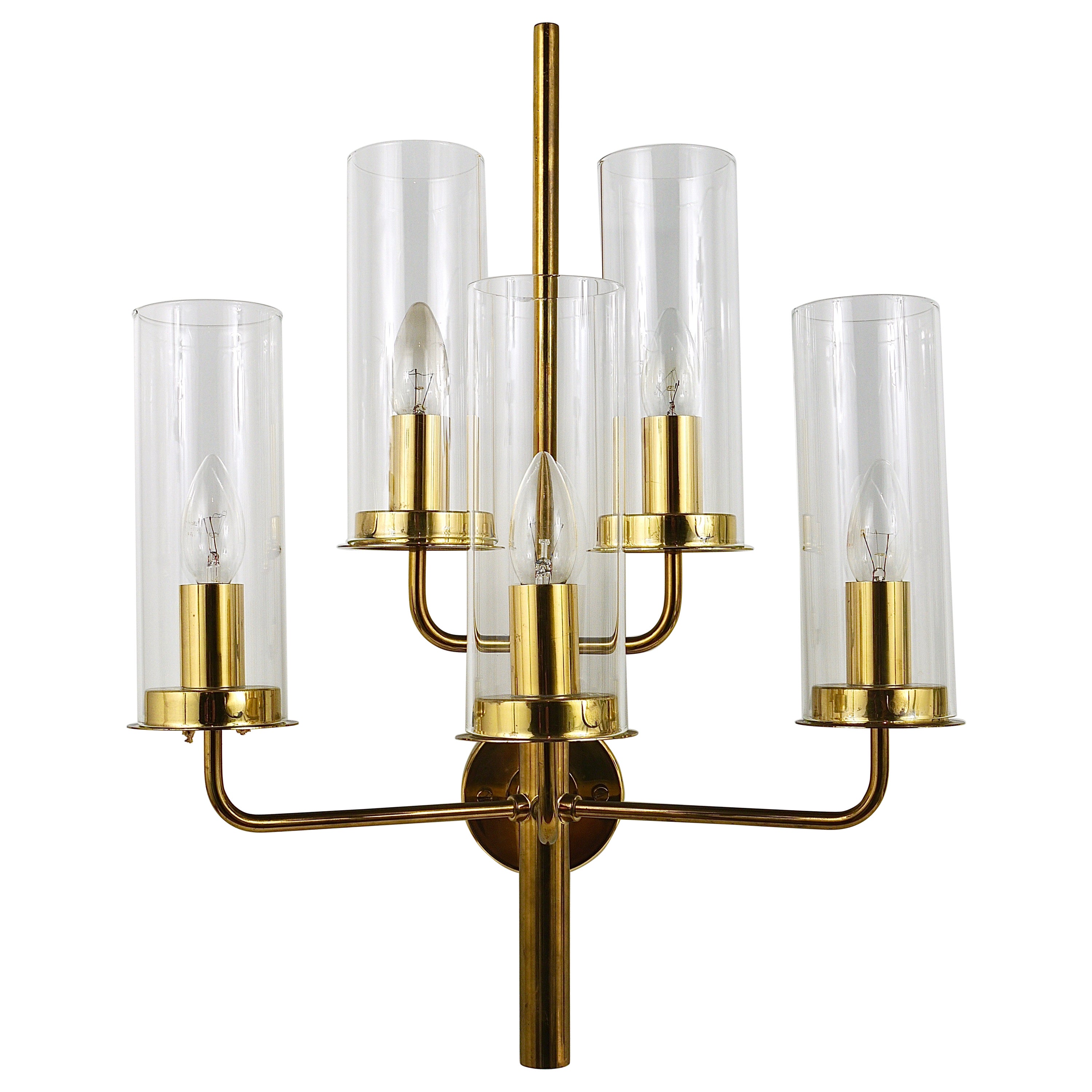 Hans-Agne Jakobsson Sonata Midcentury 5-Armed Sconce Wall Light, Markaryd, 1960 For Sale