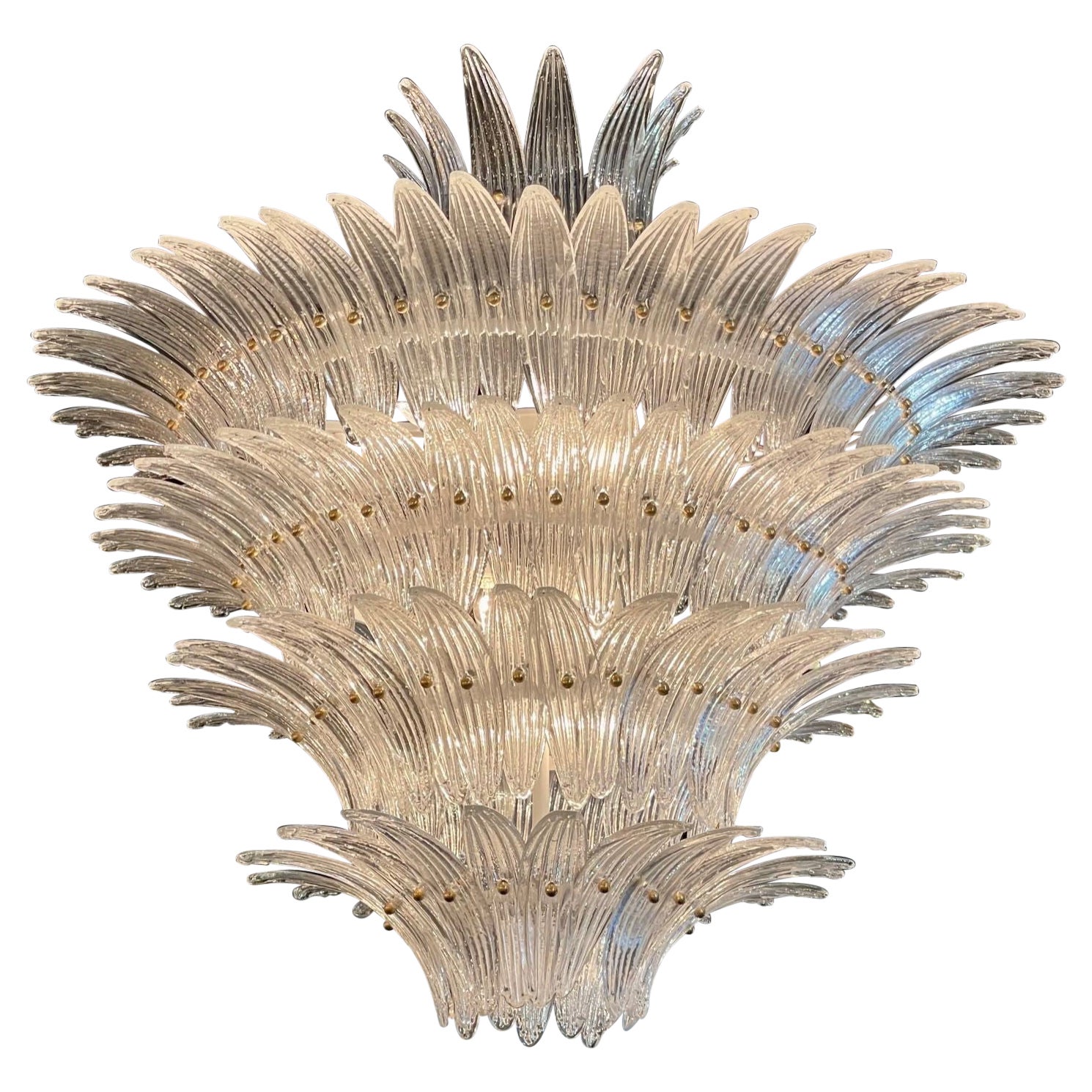 Murano Opalescent Glass Palm Leaf Chandelier
