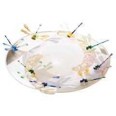 Costantini Modern Real Gold Made Murano Glass Plate with Dragonflies, 2022