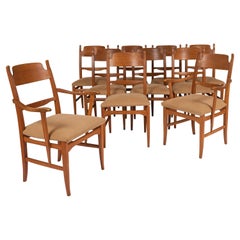 Used Swedish Midcentury Set of 10 oak dining chairs by Carl Malmsten