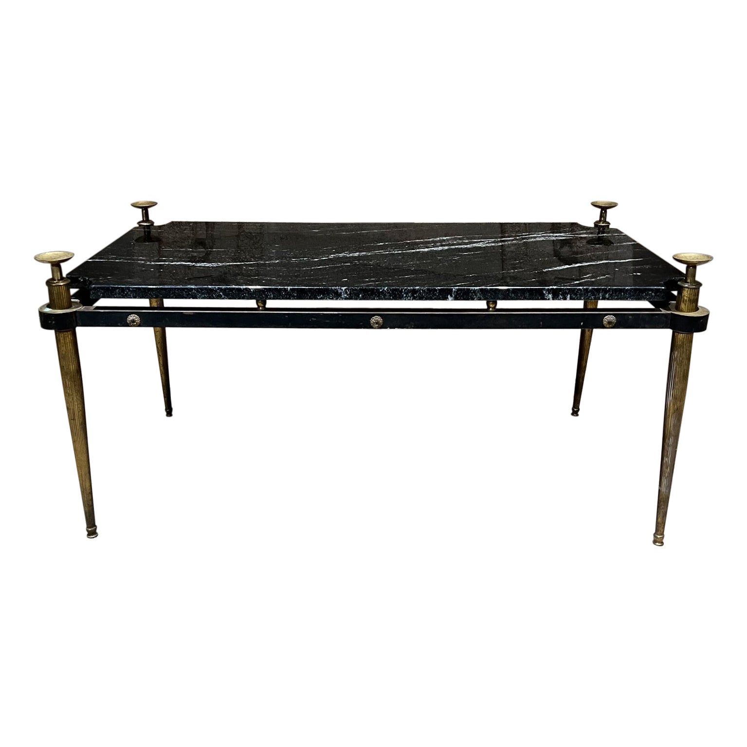 1960s Neoclassical Italian Black Marble Coffee Table Italy For Sale