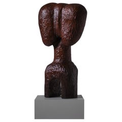 Abstract carved Oak wooden sculpture, France 1960s