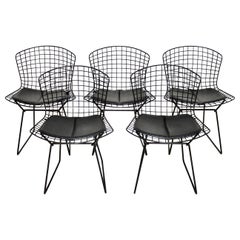Set of 5 Vintage Harry Bertoia Wire Dining Chairs by Knoll