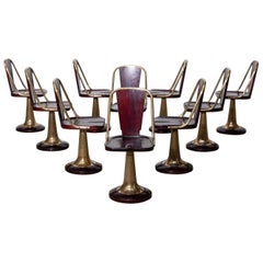 Giuseppe Verdi Mahogany & Brass Swivel Ship Chairs