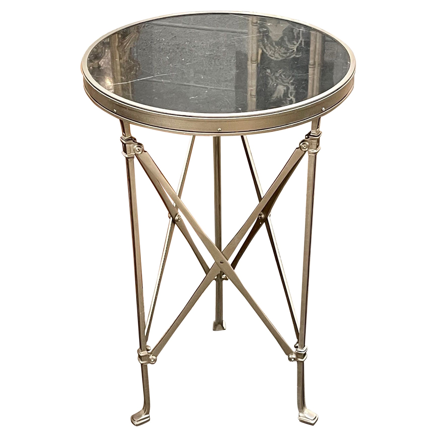 Mid Century Nickel Plated Bronze Empire Style Gueridon Side Table