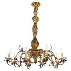 Antique 19th Century Italian Gilt Bronze 8 Light Chandelier