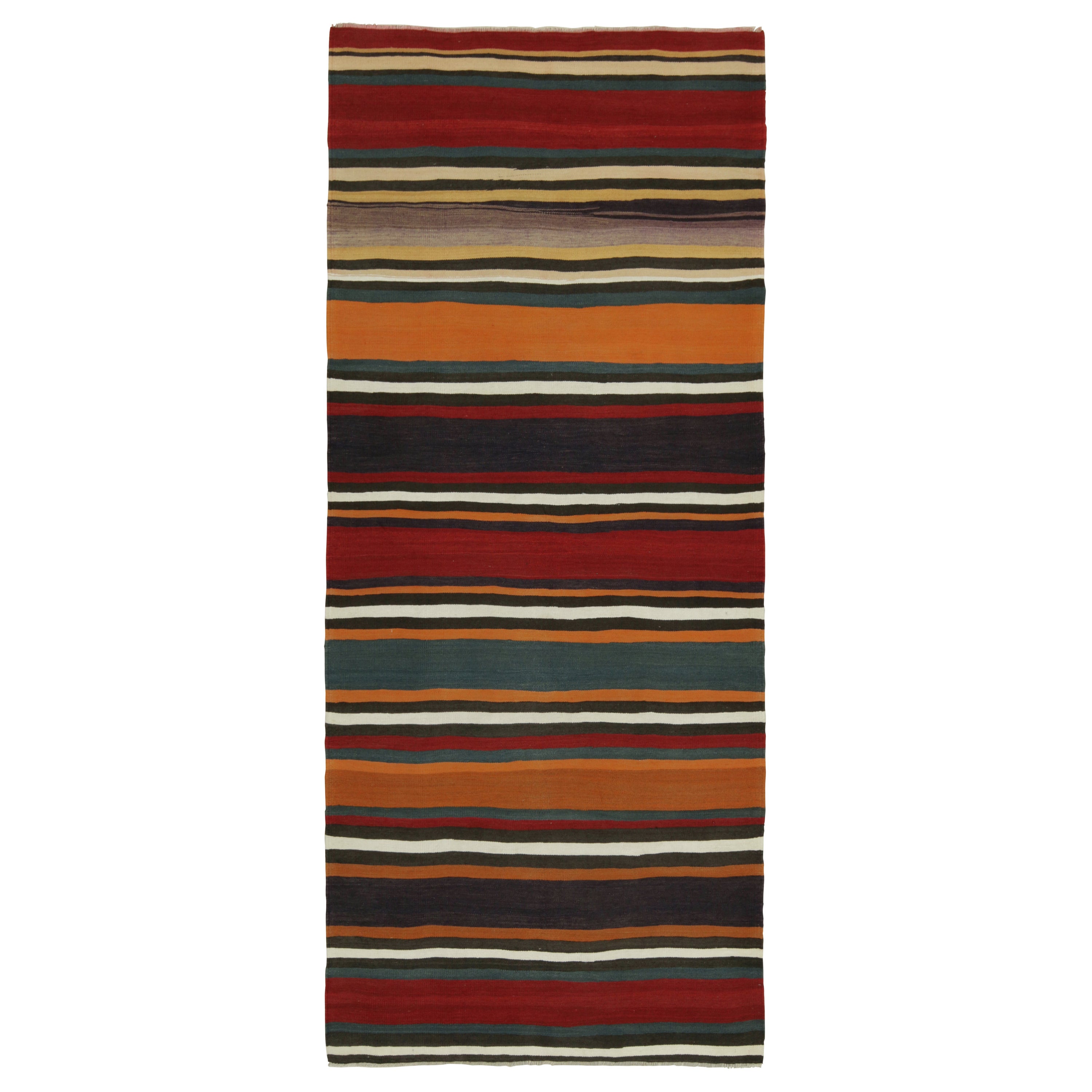Vintage Persian Bidjar Kilim with Polychromatic Stripes by Rug & Kilim For Sale