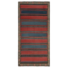 Vintage Shahsavan Persian Kilim in Red and Blue Stripes, by Rug & Kilim
