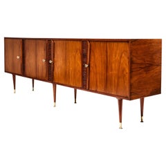 Retro Brazilian Modern Credenza in Hardwood & Brass, Giuseppe Scapinelli, 1955 Brazil