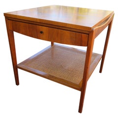 Lovely Widdicomb Walnut & Cane Single Drawer End Table Mid-Century Modern