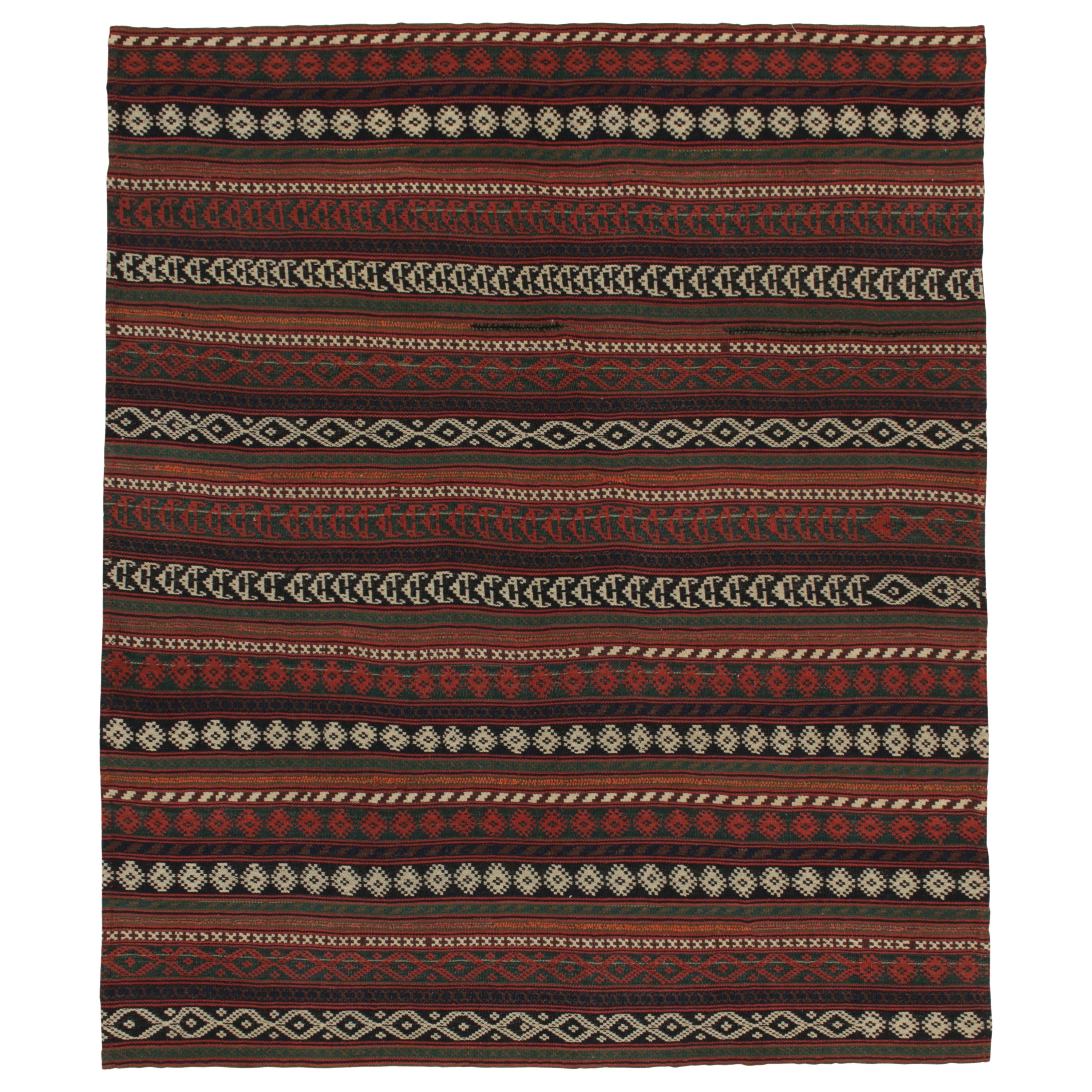 Vintage Persian Jajim kilim in Polychromatic Stripes Pattern by Rug & Kilim