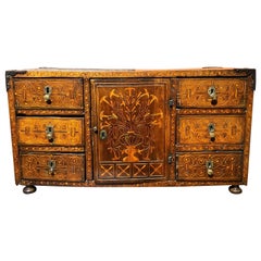 Late 17th Century Beautifully Inlaid Dutch Valuables Chest
