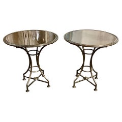 Vintage Italian Jansen Style Lacquered Steel Side Tables