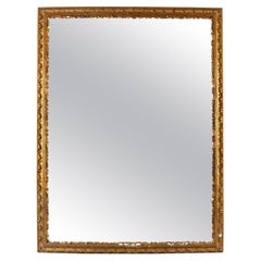 Grand miroir rectangulaire européen en bois doré