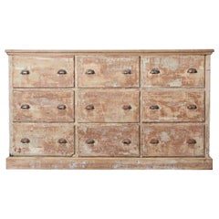 Used 19thC French Dry Scraped Bank of Pine Drawers