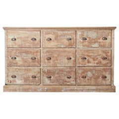 19thC French Dry Scraped Bank of Pine Drawers