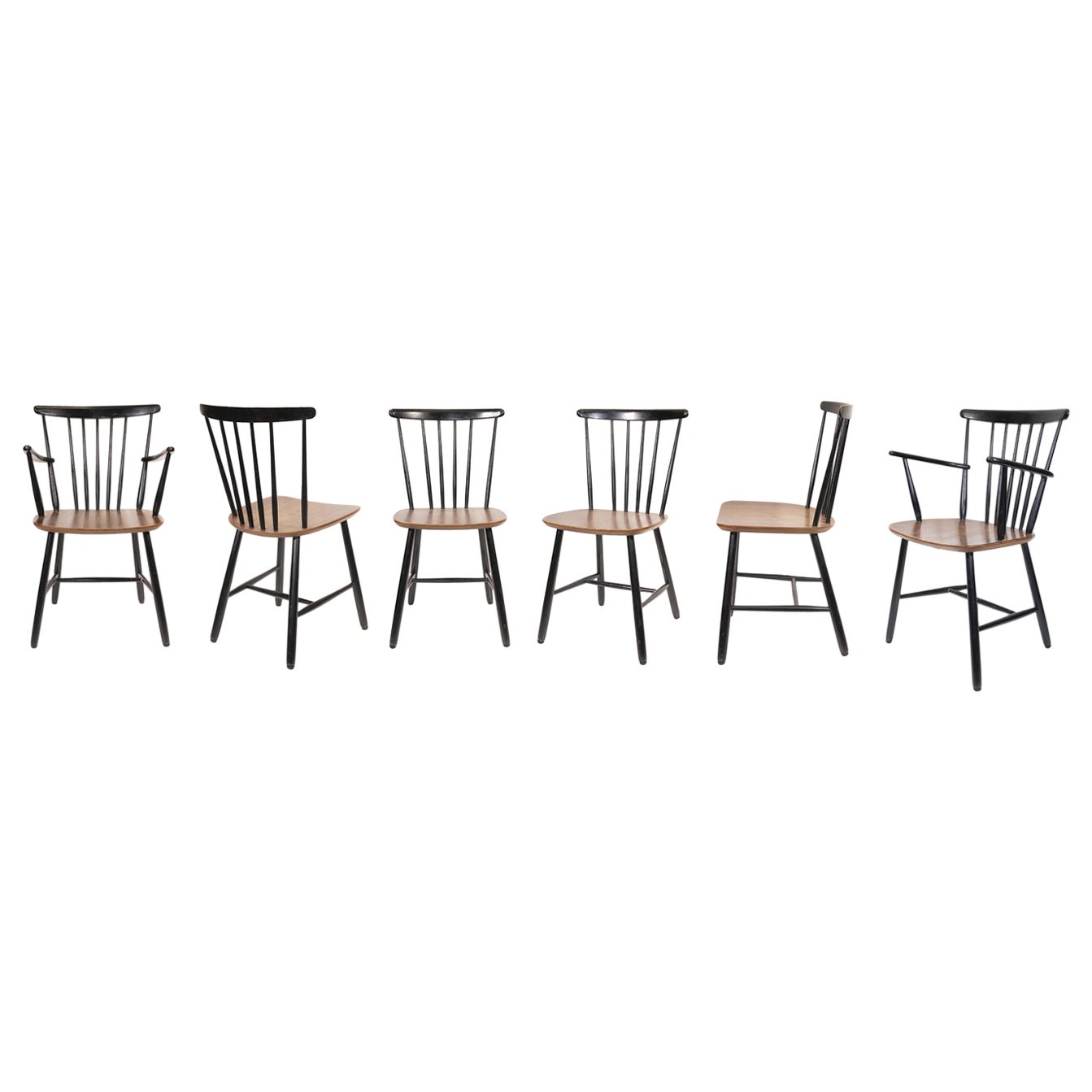 Set of 6 Fanett Dining Chairs by Ilmari Tapiovaara, 1949 For Sale