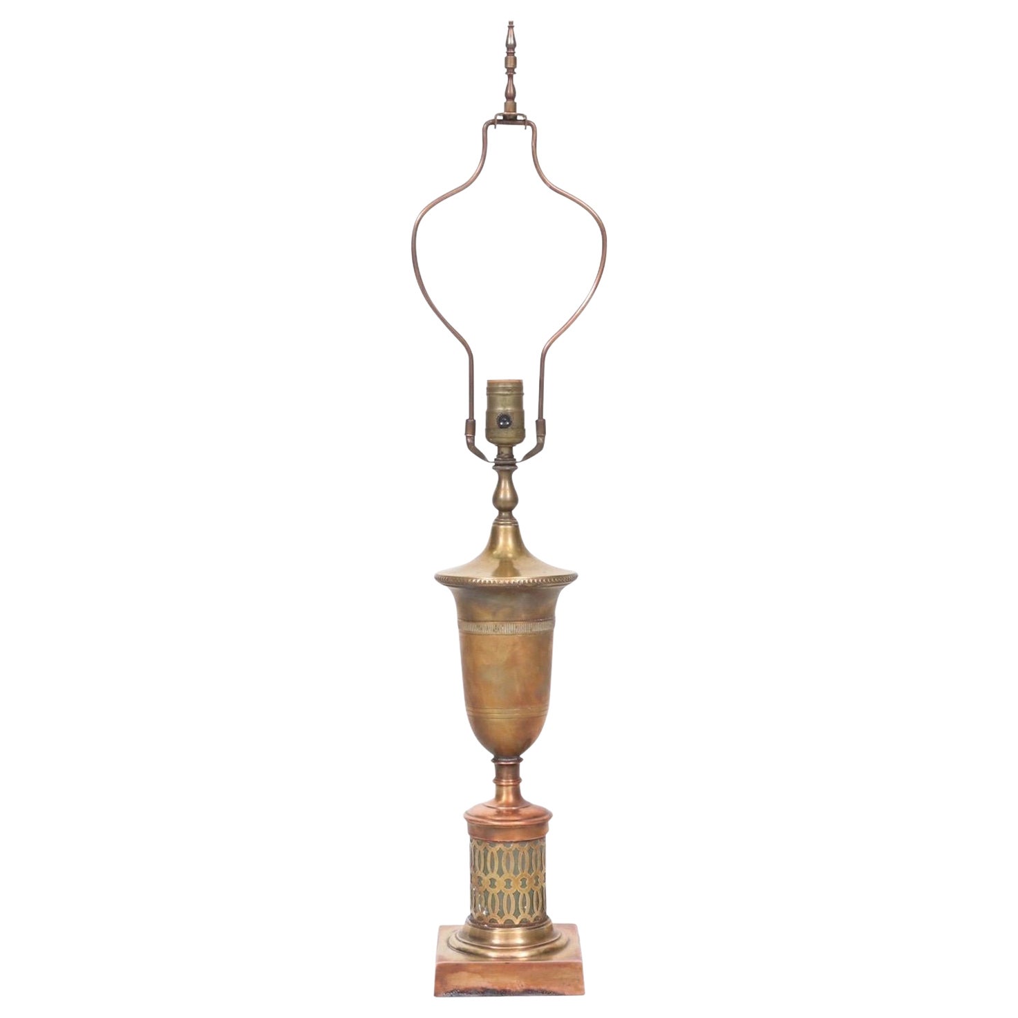 Indian Copper & Teal Table Lamp For Sale
