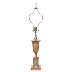 Used Indian Copper & Teal Table Lamp