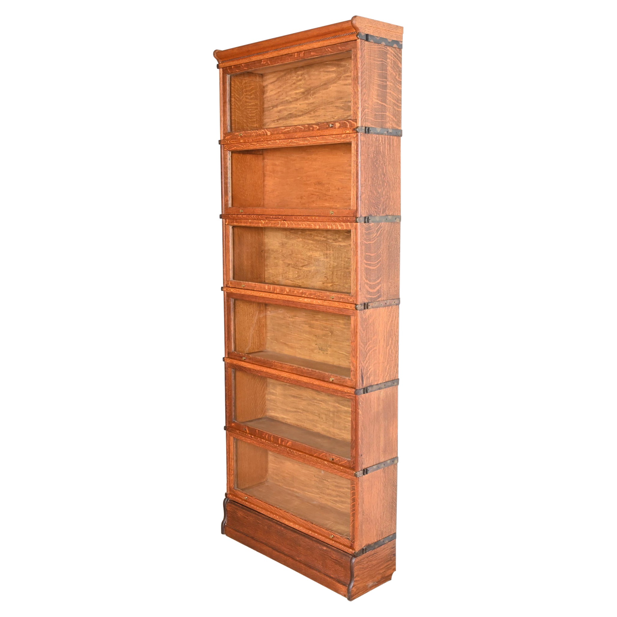 Antique Globe Wernicke Arts & Crafts Oak Six-Stack Barrister Bookcase