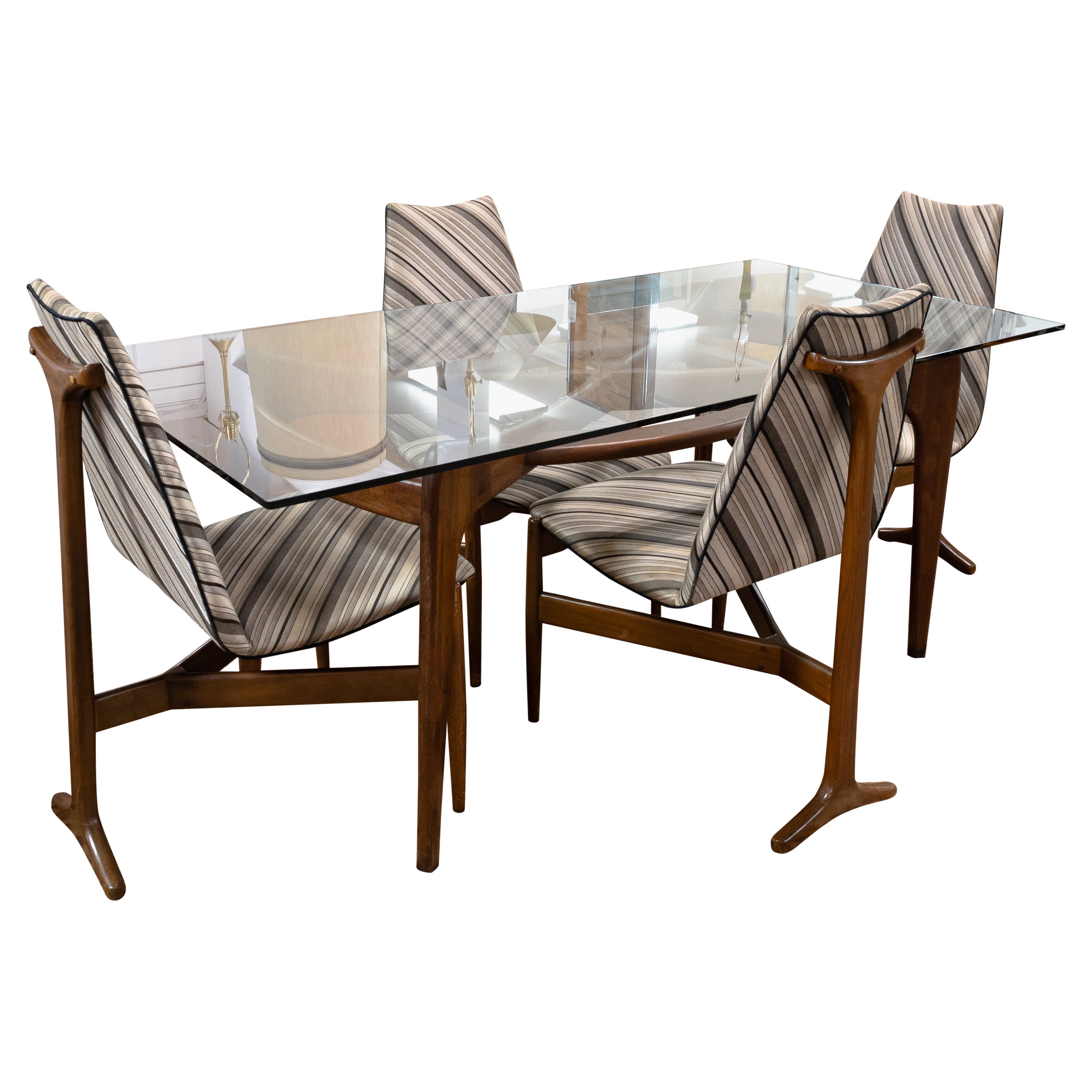 Mid-Century Modern Pearsall Compass Dining Table & Kagan Dining Chair Set