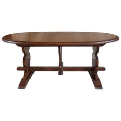 19th Century Italian Antique Oval Drop Leaf Walnut Dining Room Table