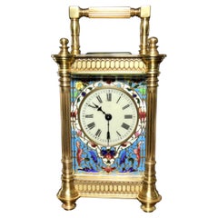 Französische Carraige-Uhr mit Champleve-Dekor