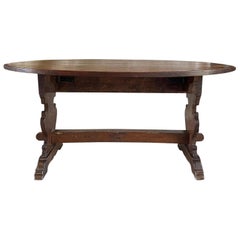 19th Century Italian Antique Oval Drop Leaf Table, Tuscan Dining Room Table
