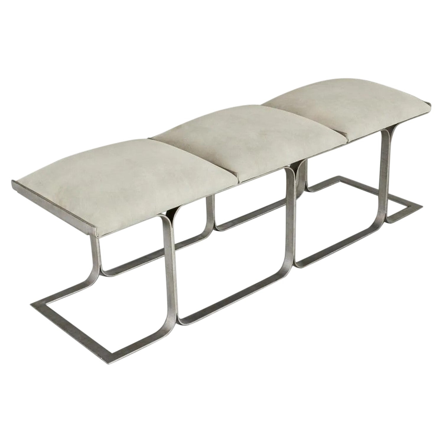 John Behringer Leather 3-Seat Bench Mid-Century Modern For Sale at 1stDibs