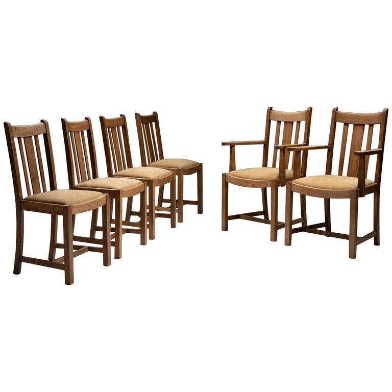 Set of '6' Heals Oak Dining Chairs, England, circa 1920 For Sale at 1stDibs