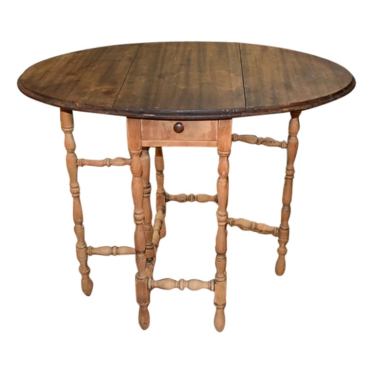 Imperial Furniture Gate Leg Folding Wood Turned Leg Side Table with Drawer For Sale at 1stDibs
