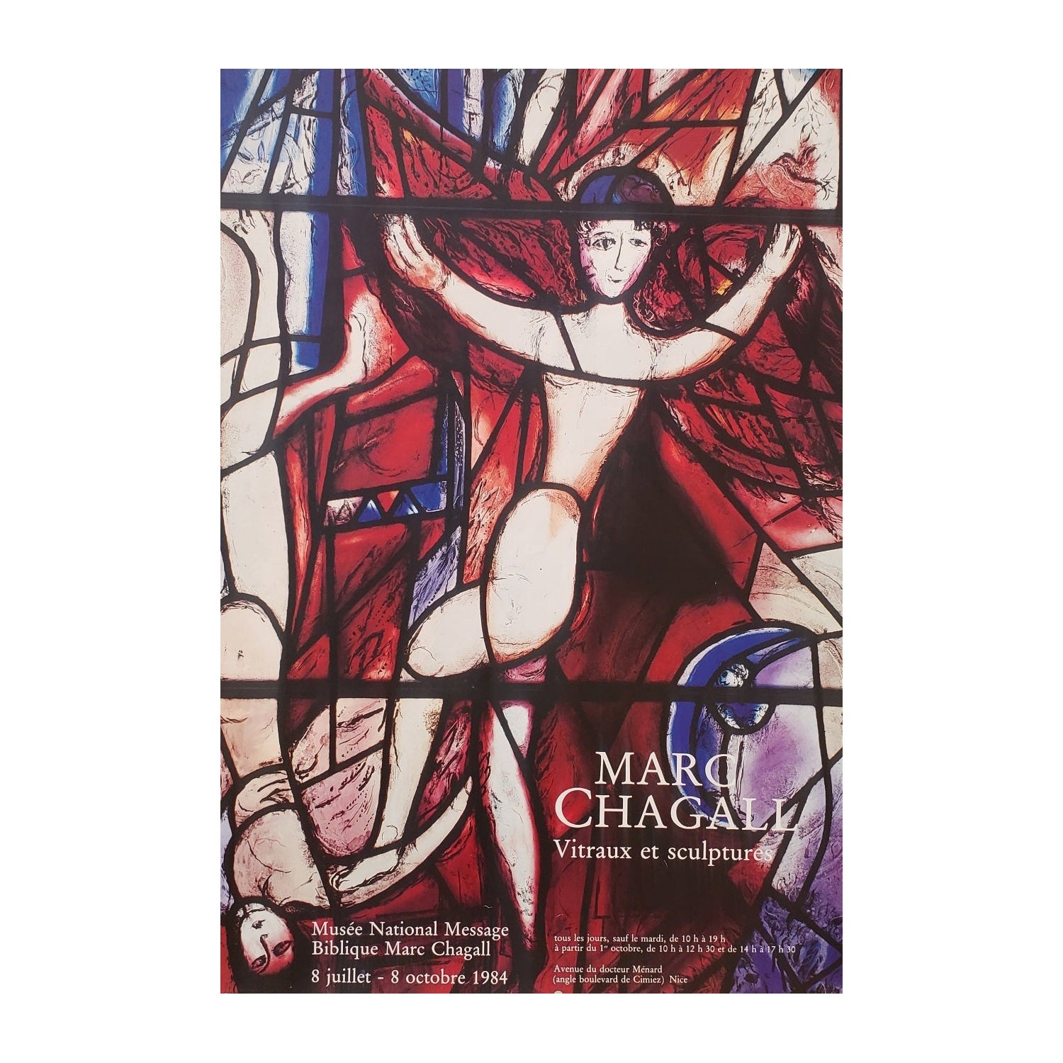 Original-Ausstellungsplakat „Vitraux Et Sculptures Biblique“ von Marc Chagall, 1984