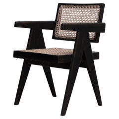 Pierre Jeanneret Black Floating Back Office Chair, Circa 1950s, Chandigarh