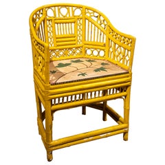 Chinese Antique Bamboo Armchair Painted in Yellow Colour