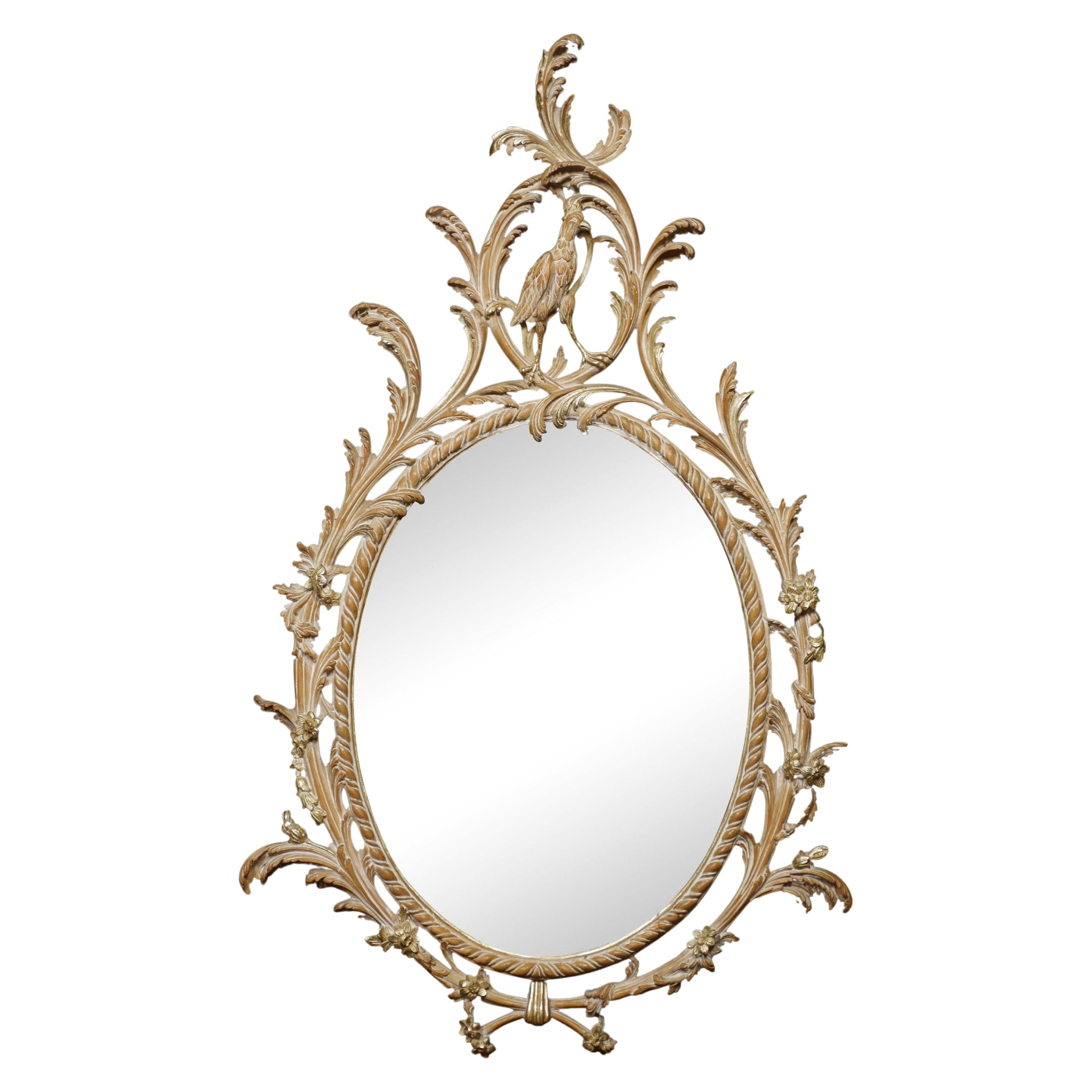 Carved Oval Wall Mirror