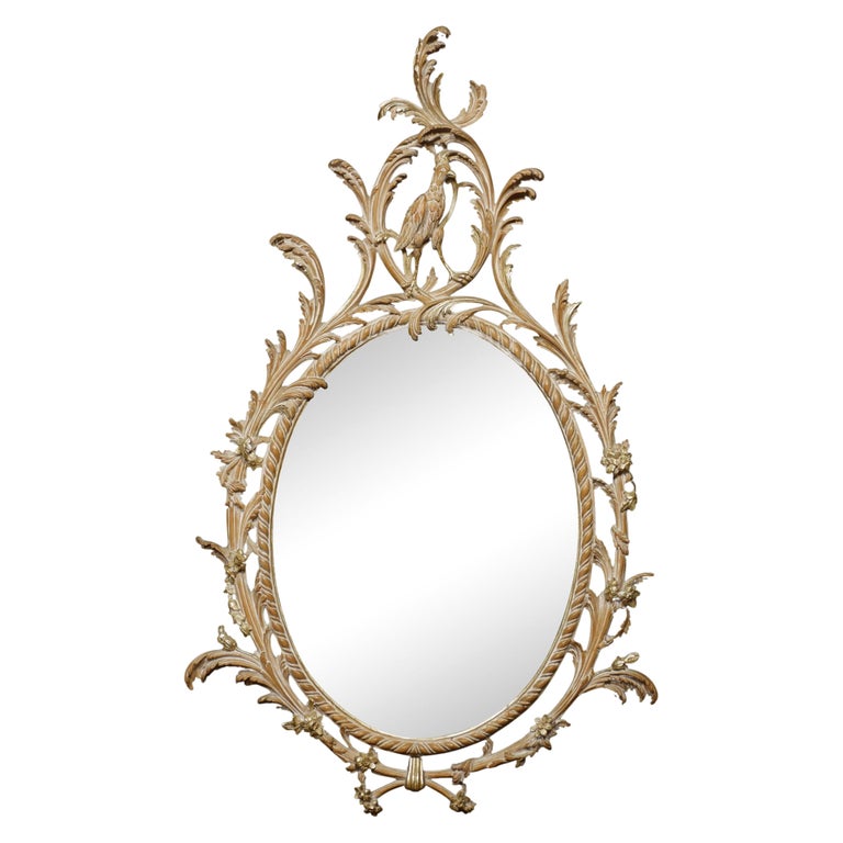 Carved Oval Wall Mirror For Sale at 1stDibs