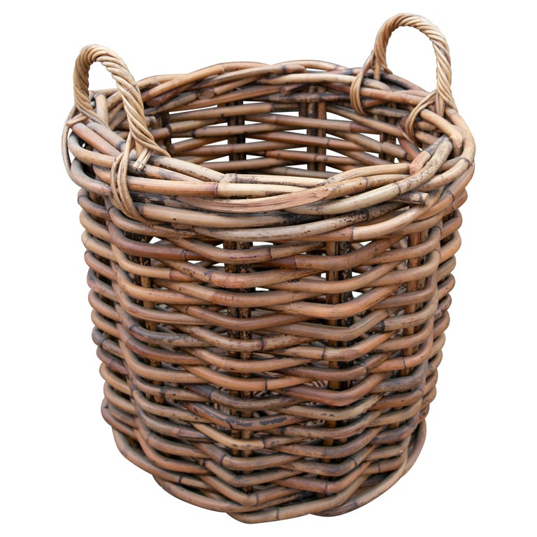 Handmade Large Bamboo Basket with Handles for Plants or Storage For
