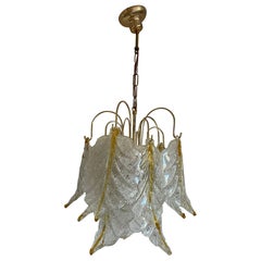 Vintage Murano Leaf Chandelier by Mazzega, 1970s